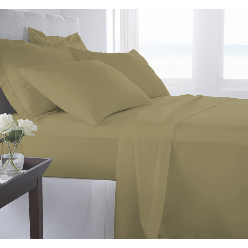 Signature Series Microfiber Sheet Set, King Sheet Set + Fitted Sheet + 2 Pillowcases, Sage