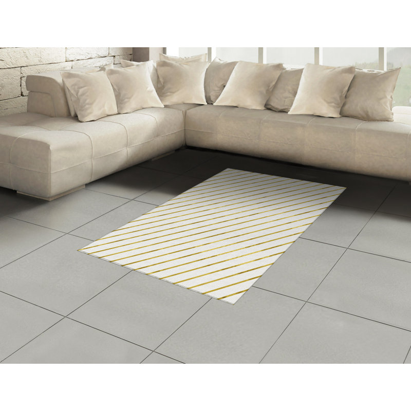 Striped High Density Long Fiber Poly Threads Decorative Area Rug Carpet, Rectangle 4' x 5'8"