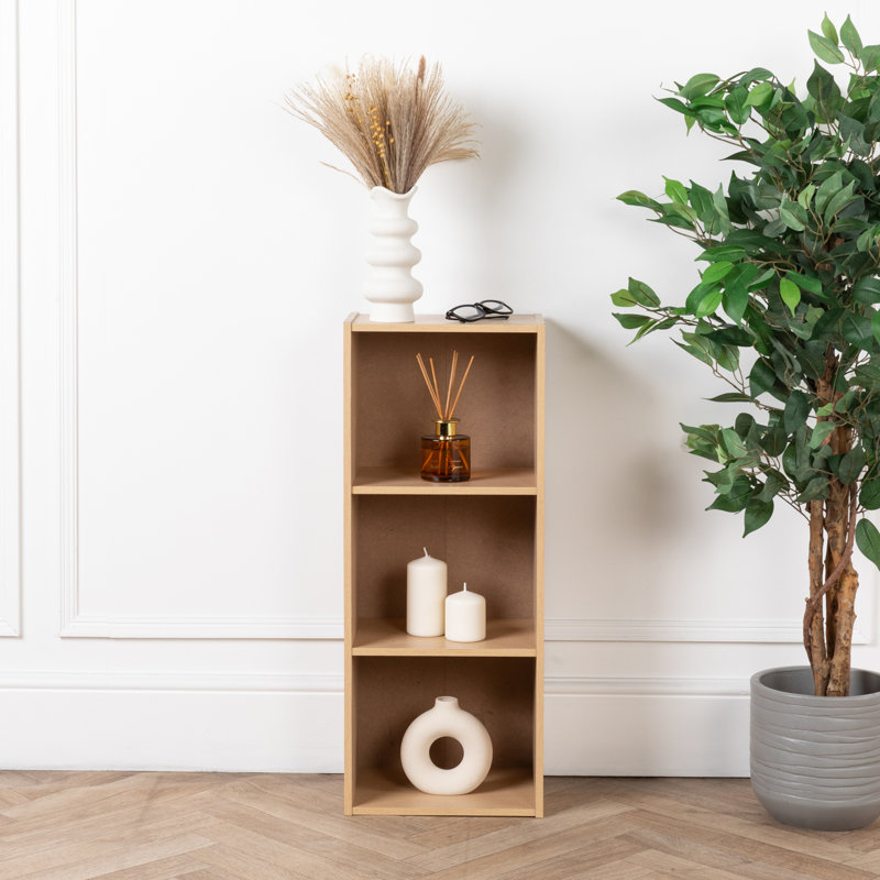 3 Tier  Cube Bookcase Wooden Bookshelf, Brown