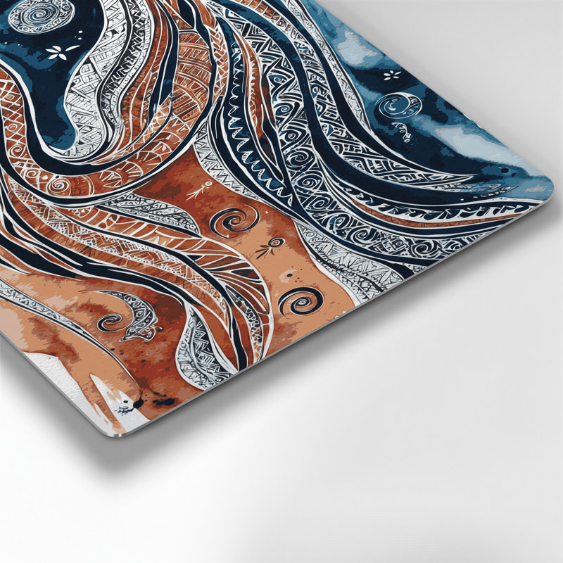 Art mural hawaïen avec motifs polynésiens gris, H 16 po x l 20 po