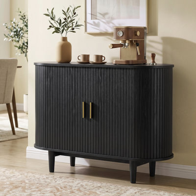 Curved Mid-Century Modern Sideboard Storage Cabinet with Sliding Doors
