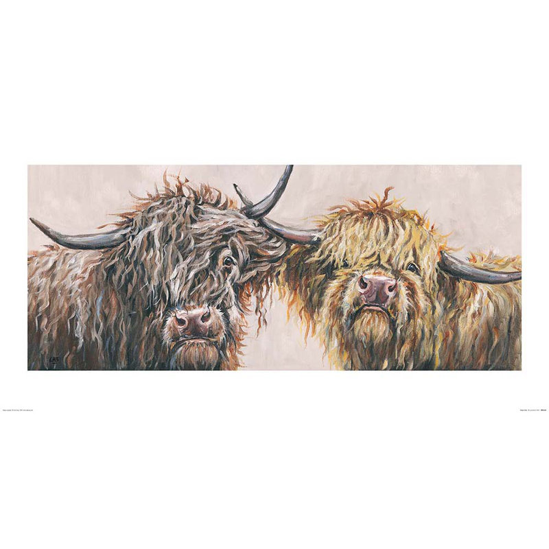 Nosey Cows by Louise Brown - Print, 50cm H x 100cm W x 0.1cm D, Paper