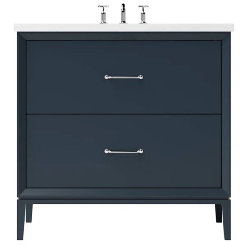 Alexandra Two-Drawer Single Bath Vanity, Polished Chrome, 30", Hague Blue