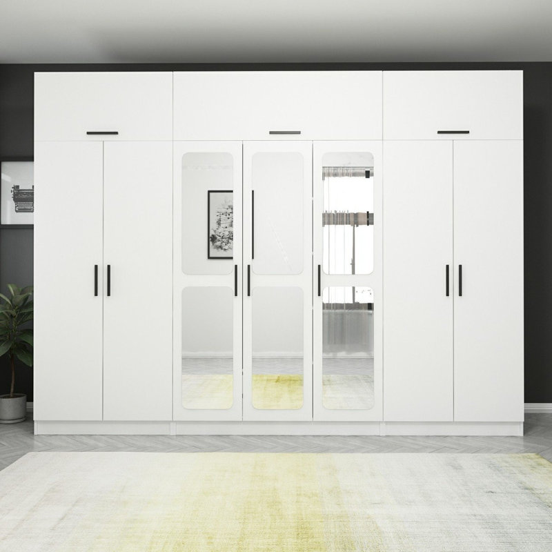 Elina 7 Door Manufactured Wood Wardrobe, 235cm H x 270cm W x 52cm D