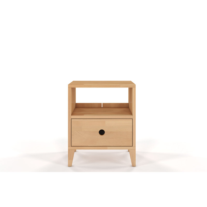 Deschamp 40cm W Solid Wood Bedside Table, Natural