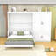Grand lit escamotable en bois avec garde-robe et tablettes-1124267925