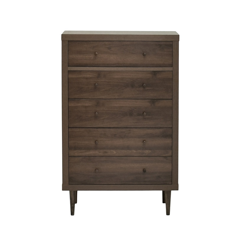 Commode contemporaine à 5 tiroirs, Noyer