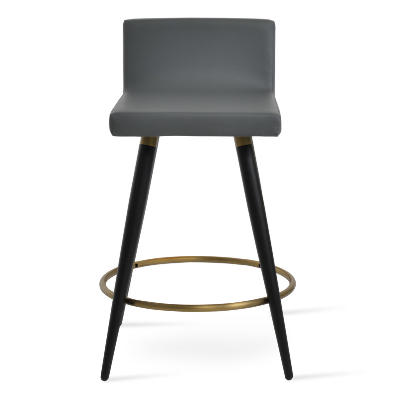 Tabouret de bar et de comptoir Dallas Ana, Tabouret de bar (siège d'une hauteur de 29 po), Noir / Laiton, gris