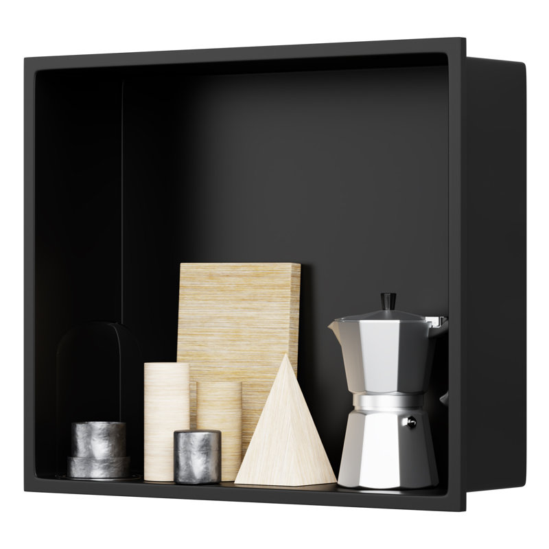 12 In. W X 12 In. H X 4 In. D Shampoo - Soap Standard Single Niche, 12" H x 12" W x 4" D, Black