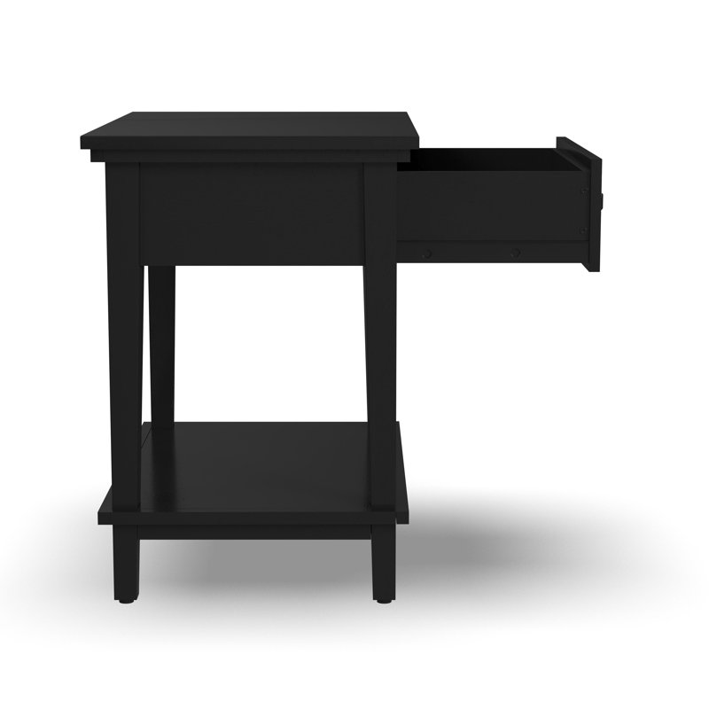 Egberto 22'' Black Oak 1-Drawer Nightstand