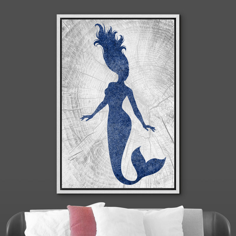 «Mermaid In The Graphite» - Reproduction sur toile flottante, Cadre blanc, H 24 po x l 16 po x P 1,5 po