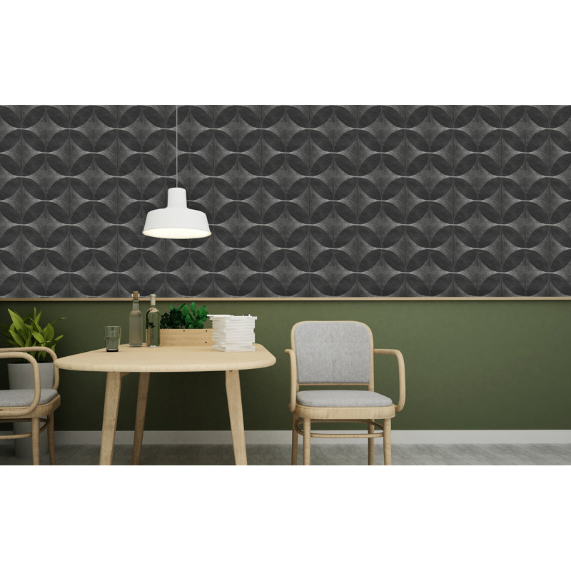 Geometric Wallpaper Double Roll, Noir