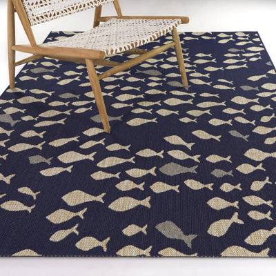 Tapis bleu marine en polypropylène tissé à la machine Uptal