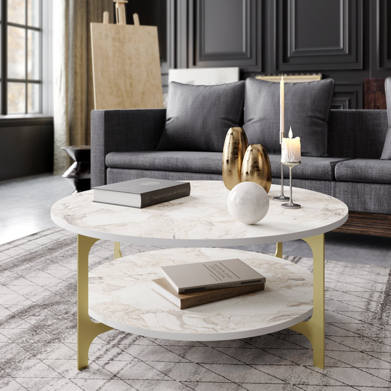 Versy Coffee Table with Storage, Gold, Ephesus
