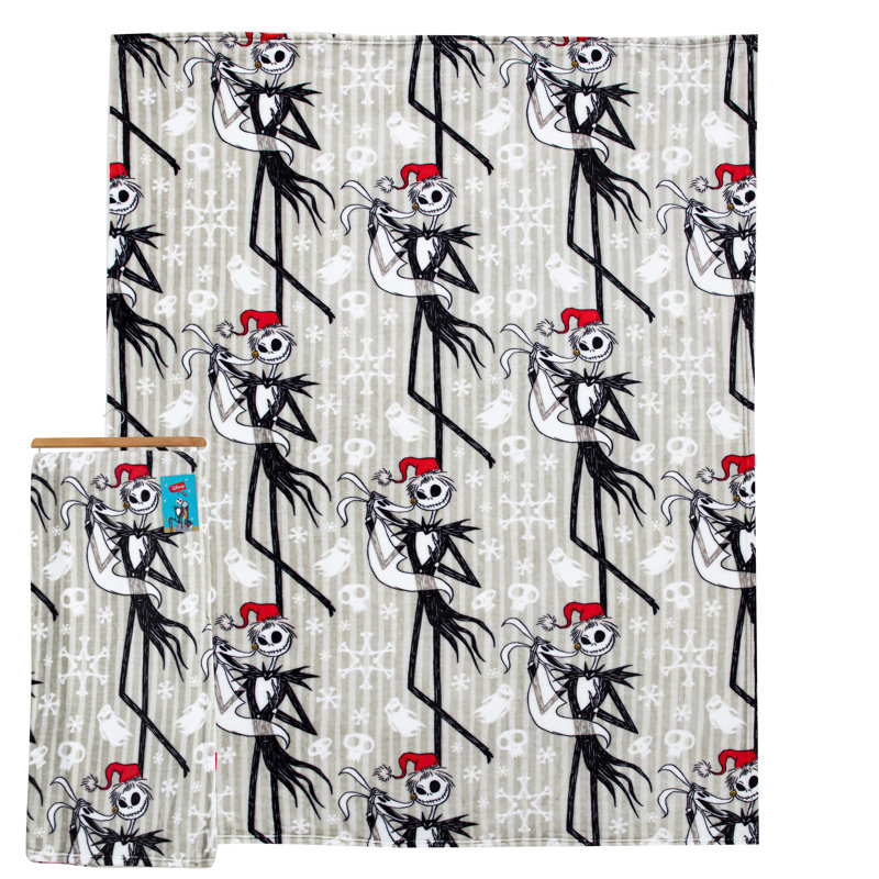 Ghostly Holiday Gray Polyester Halloween Throw Blanket, 50 x 70 inches