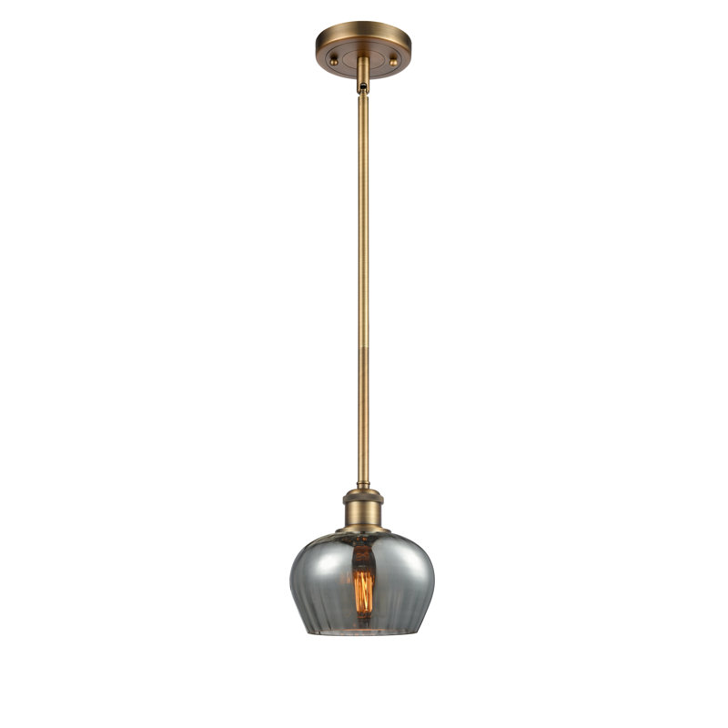 Luminaire suspendu en pot 1 lumière Lyman, Plaqué couleur fumée, Laiton brossé, Ampoule DEL 6 watts Vinage