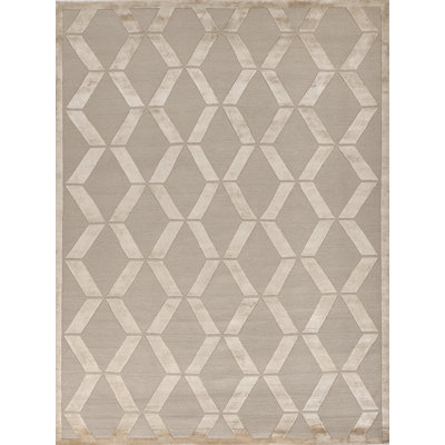 Metro-Velvet Geometric Area Rug in Beige