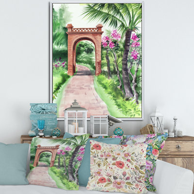 " Traditional Gate In Tropical Oasis " Painting Print