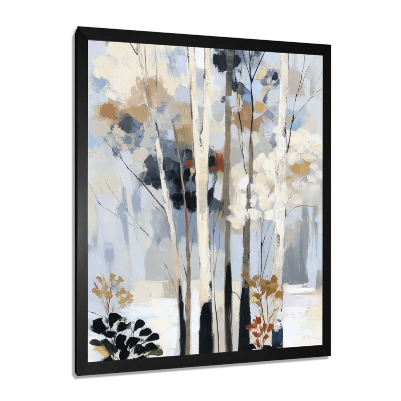 «White and Black Birch Trees Forest Panorama - Birch Wall Decor, White Nature», art mural encadré, H 20 po x l 12 po, Noir