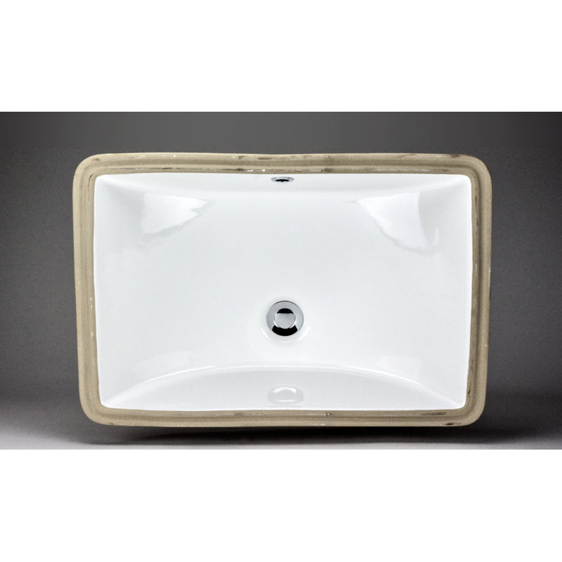 Lavabo de salle de bain rectangulaire encastré en céramique avec trop-plein