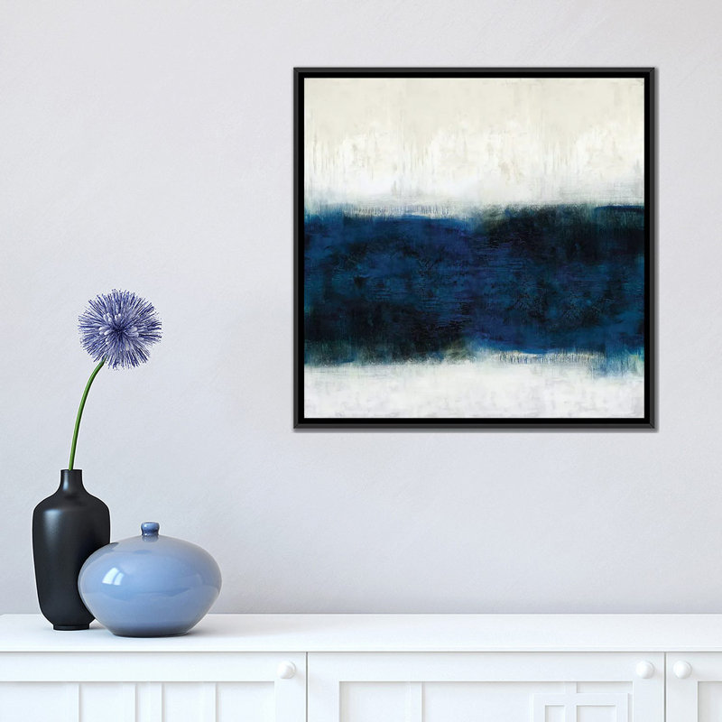 « linear minuit », impression sur toile, H 18 po x l 18 po x P 1,5 po, Toile avec cadre noir, Pas de tapis
