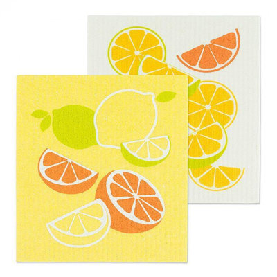 Set Of 2 Citrus Slices Dishcloth