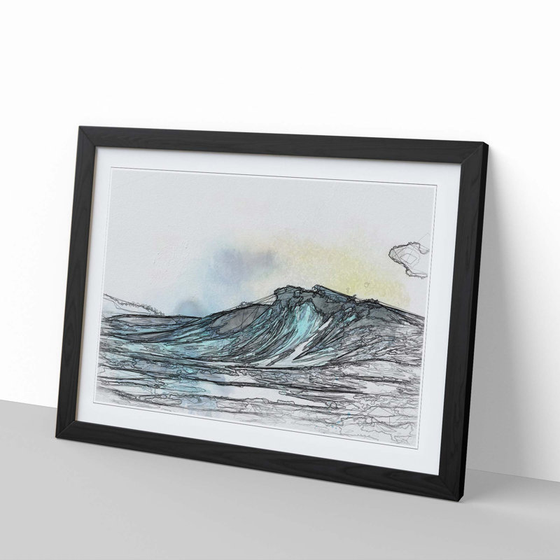 Wave View in Abstract - Picture Frame Graphic Art Print, 40cm H x 60cm W x 2cm D, Black