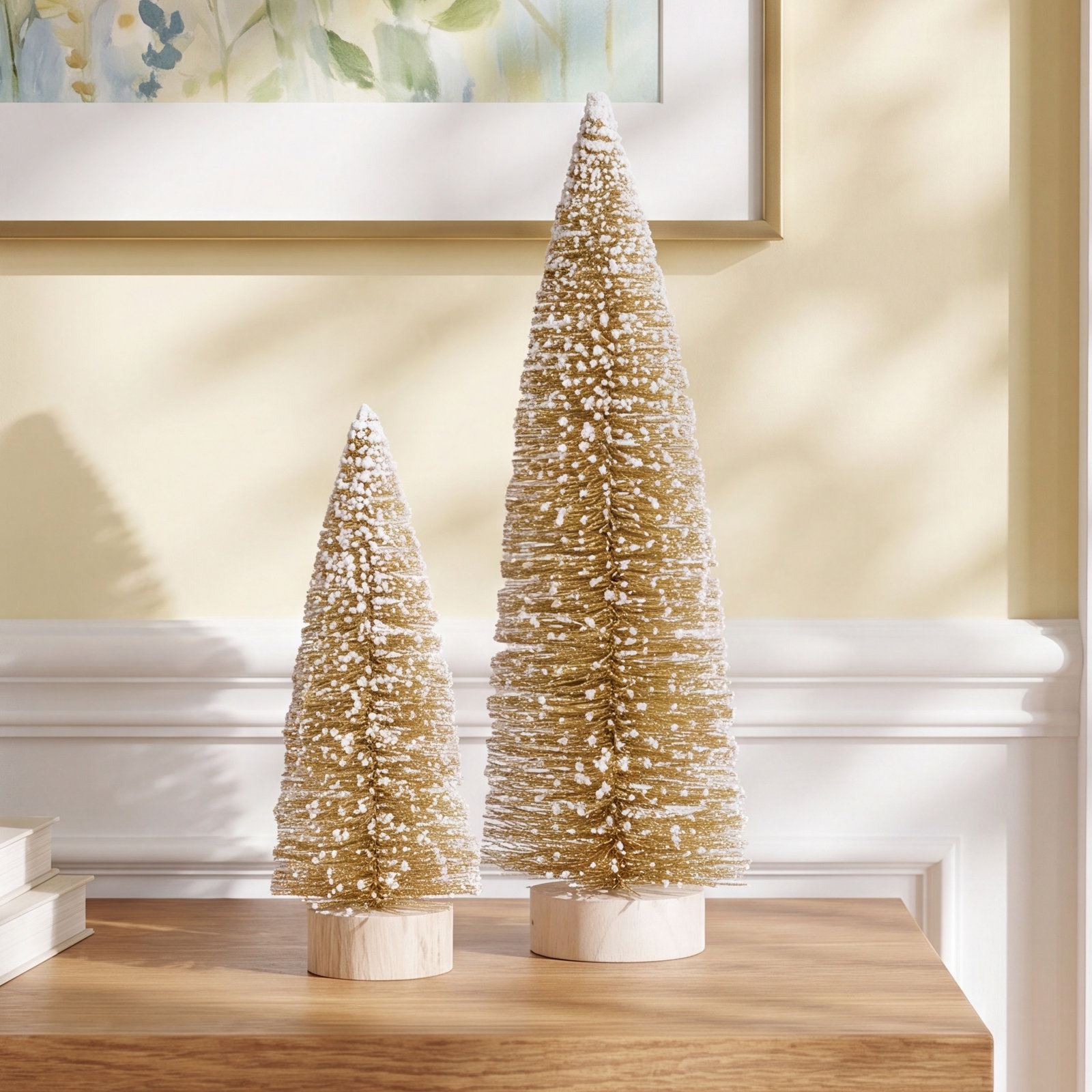 2 Piece Bottle Brush Set with Snow Tabletop Tree