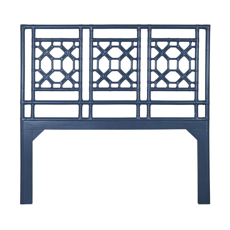Lattice Back Platform Bed, Navy Blue, Full