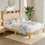 Lit Queen Size en rotin avec éclairage DEL, plateforme en bois robuste, tête de lit avec rangement et station de recharge, sommier silencieux, montage facile, livraison sans emballage – QUEEN