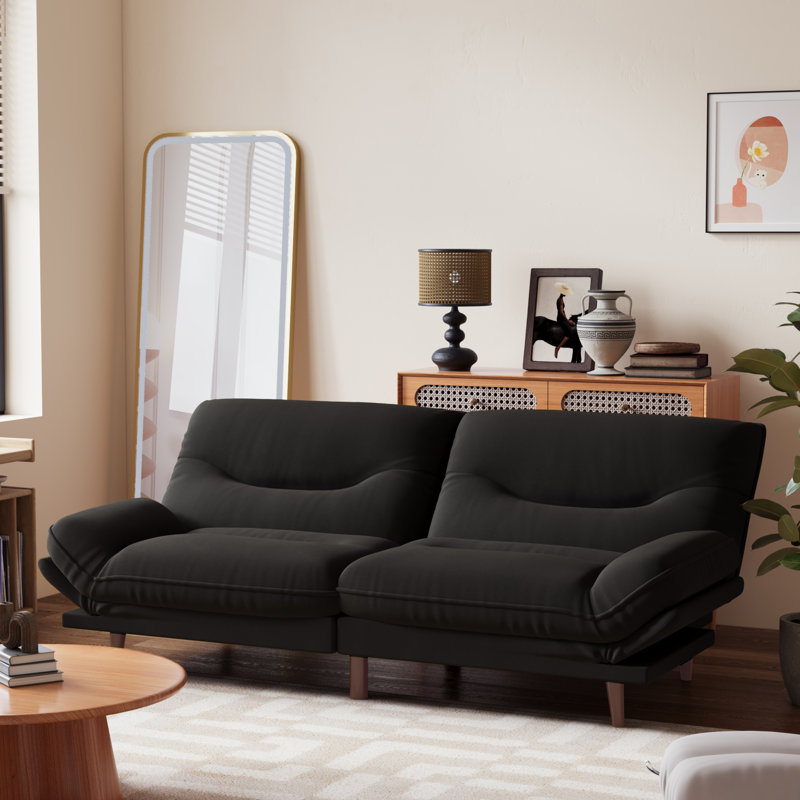 Canapé FUTON avec côtés et dossier réglables, Noir