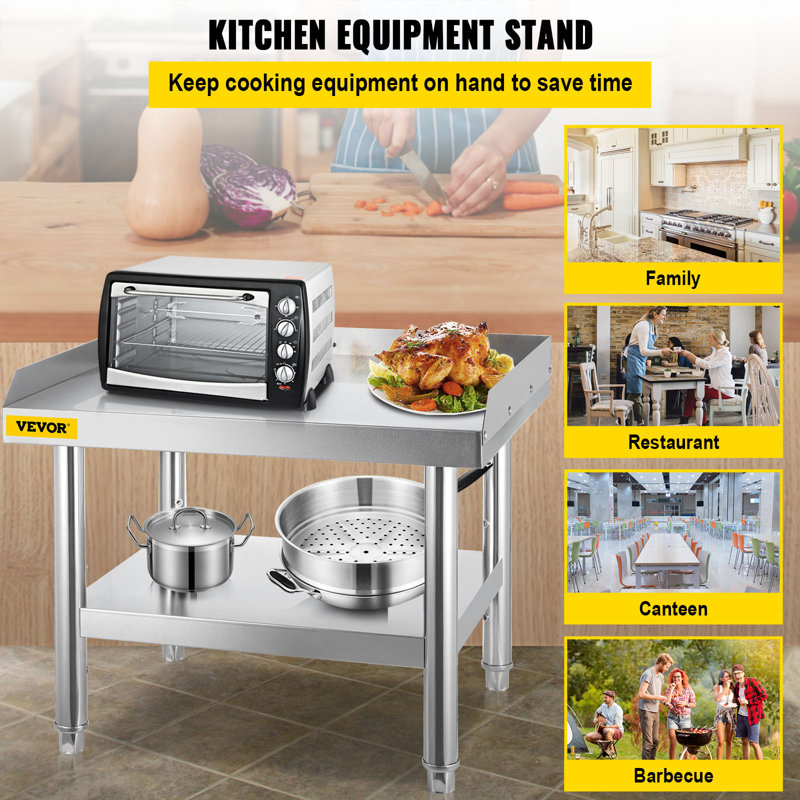 VEVOR 24'' Stainless Steel Adjustable Work Table with Undershelf