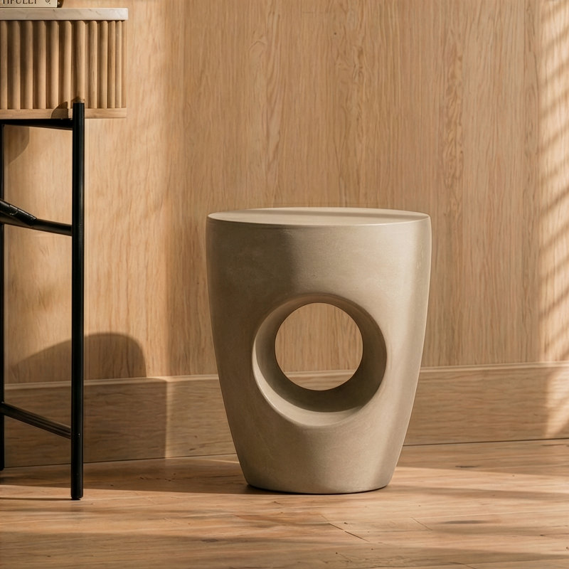 Carville - Tabouret de salle à manger / table de bout en fibre beige moderne