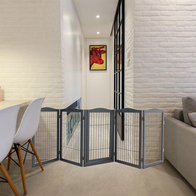 Grey 5-Panel Folding Pet Playpen