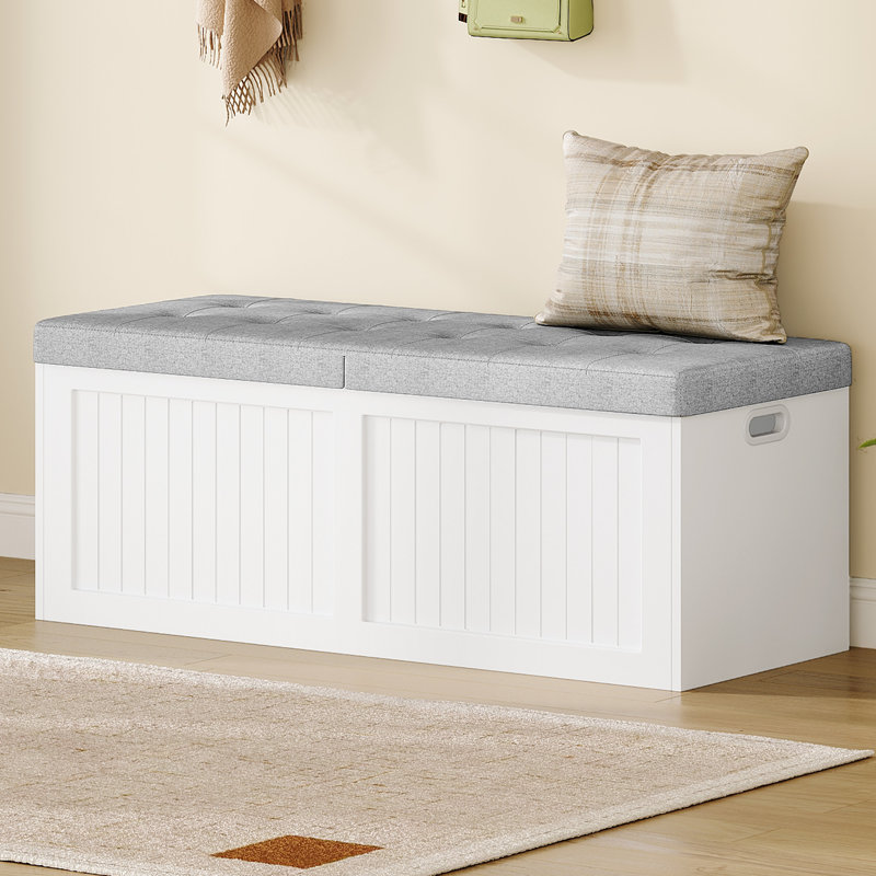 Storage Chest, 109cm, Shoe Storage Bench with Seat, Large-capacity with Three Compartments, Blanket Box for Entryway, Living Room, Hallway