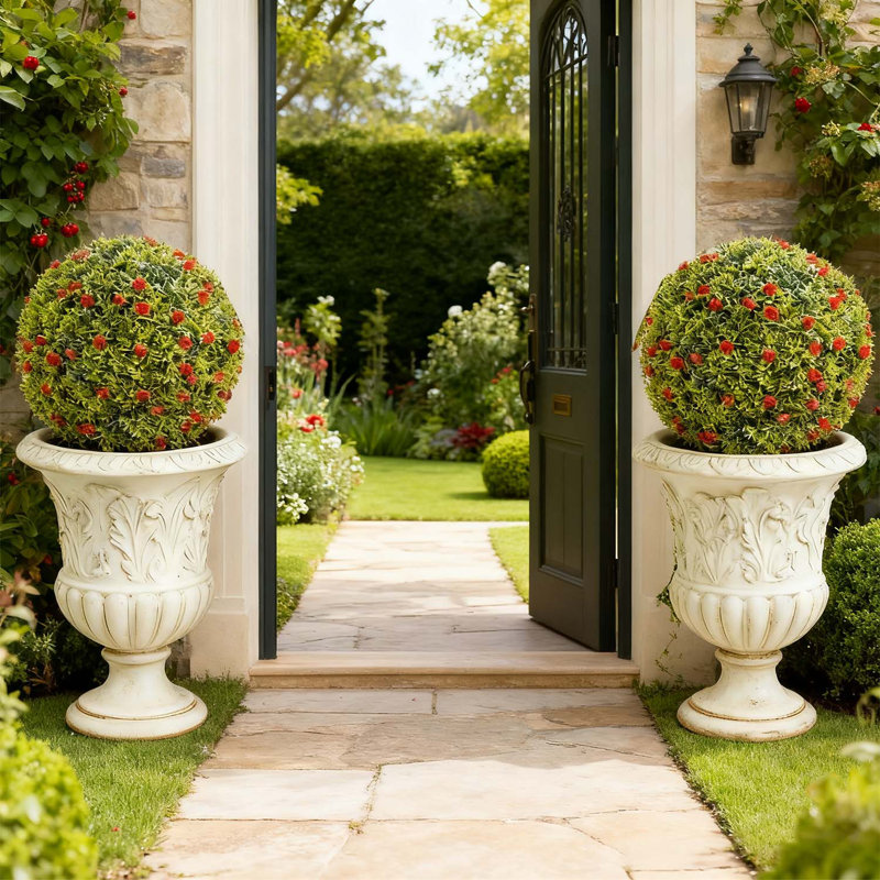 Ensemble de 2/4 boules de fleurs topiaires artificielles avec chaînes suspendues pour le patio, le jardin, le mariage et la décoration intérieure
