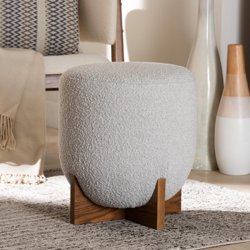Wozniak Upholstered Ottoman, Light Gray Polyester Blend