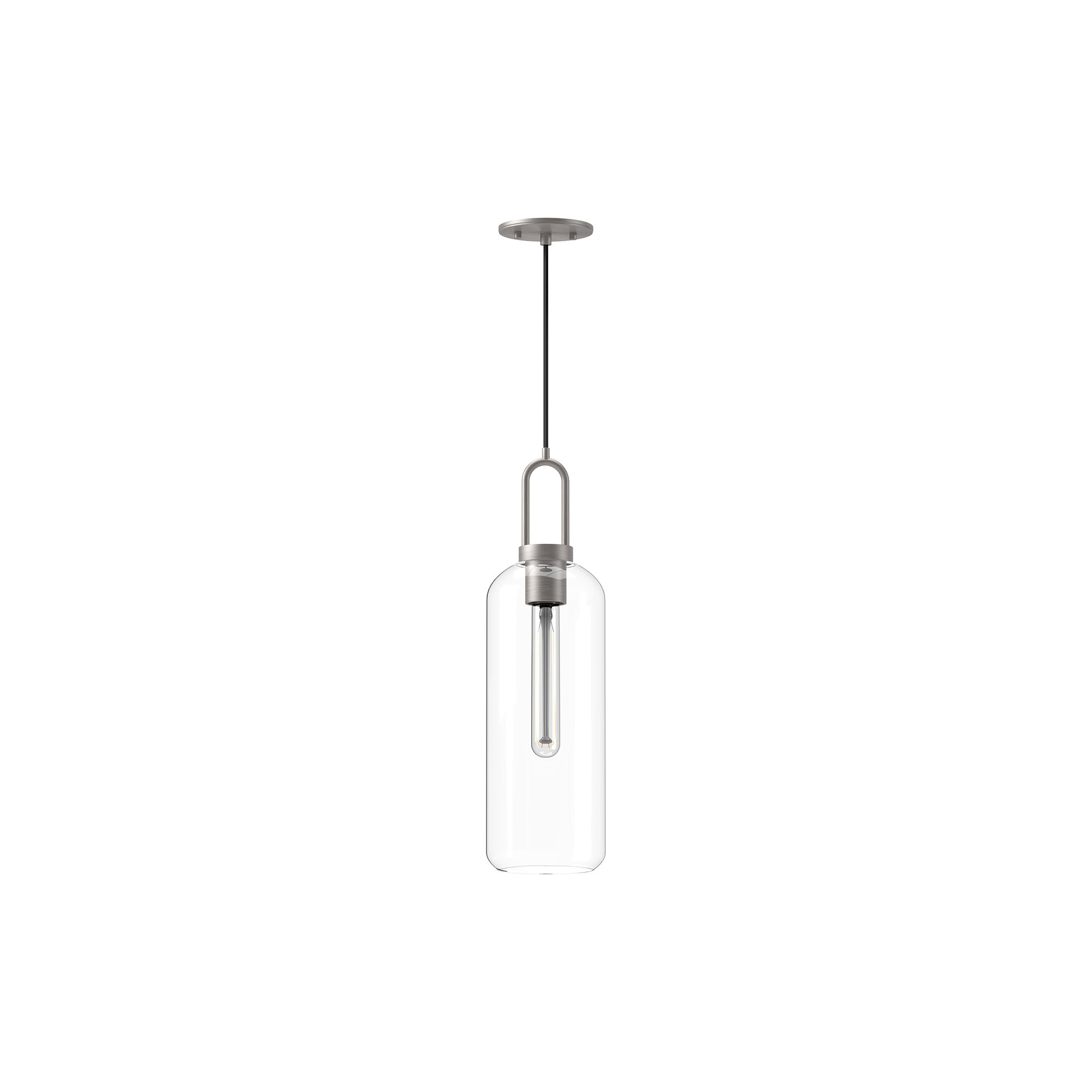 Minneapolis Single Light Glass Pendant, Clear, Brushed Nickel, 20.75" H x 6" W x 6" D 