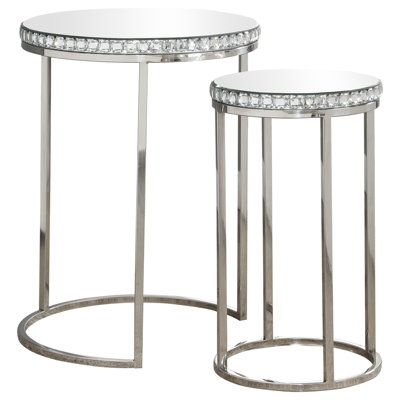 Noureen Mirrored Glass Top Nesting Tables