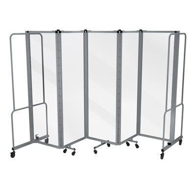 Paravent mobile de qualité supérieure en acrylique transparent Otis, cadre gris