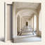 Art mural sur toile Gallery Wrap pour le salon, la chambre à coucher, le bureau ou le vestibule - décoration murale décorative avec couloir architectural-129044346-129044345