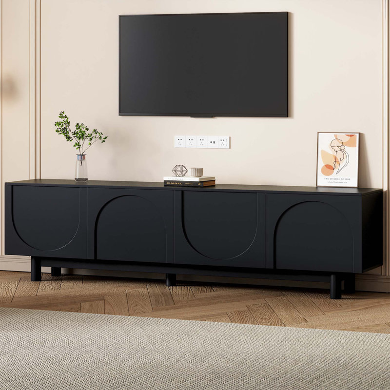 Meuble télé pour téléviseur de 78 po ou moins, Noir, noir, noir, noir