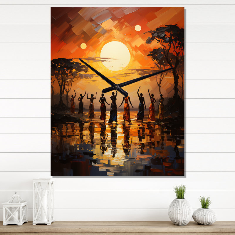 Irtautas - African Wall Clock, 28" H x 12" W x 1" D