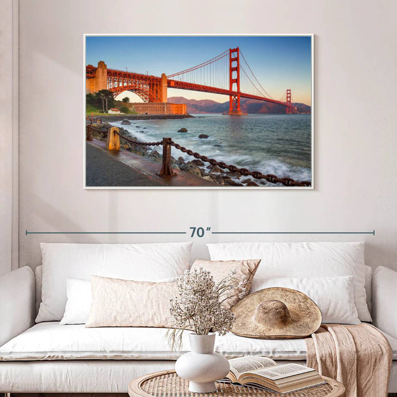 Golden Gate Bridge Waters, Cadre flottant blanc, 46 po x 31 po