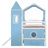 Twin Size Loft  Bed with Slide Pink Tent and Tower - Blue