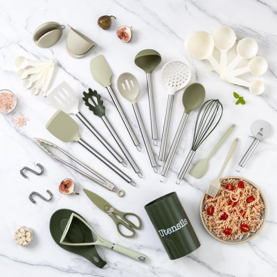 38 Piece All-in-One Kitchen Gadget Set, Silicone Cooking Utensils -  COSFUR, ZH00000010-Green