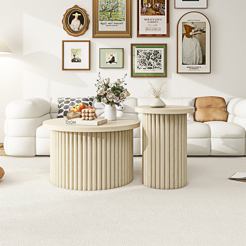 Ensemble de tables basses rondes, Naturel