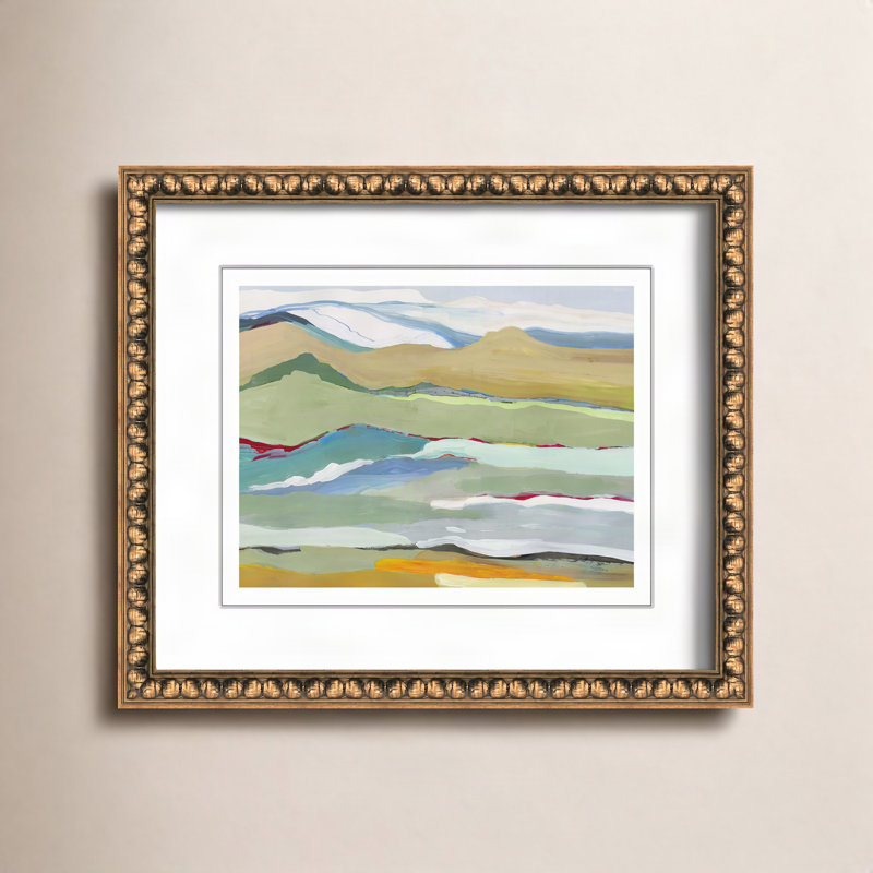 Dee Goodbye Summer on the Hills - Picture Frame Painting, 17.25" H x 20.25" W x 0.88" D, Gold Bead Framed