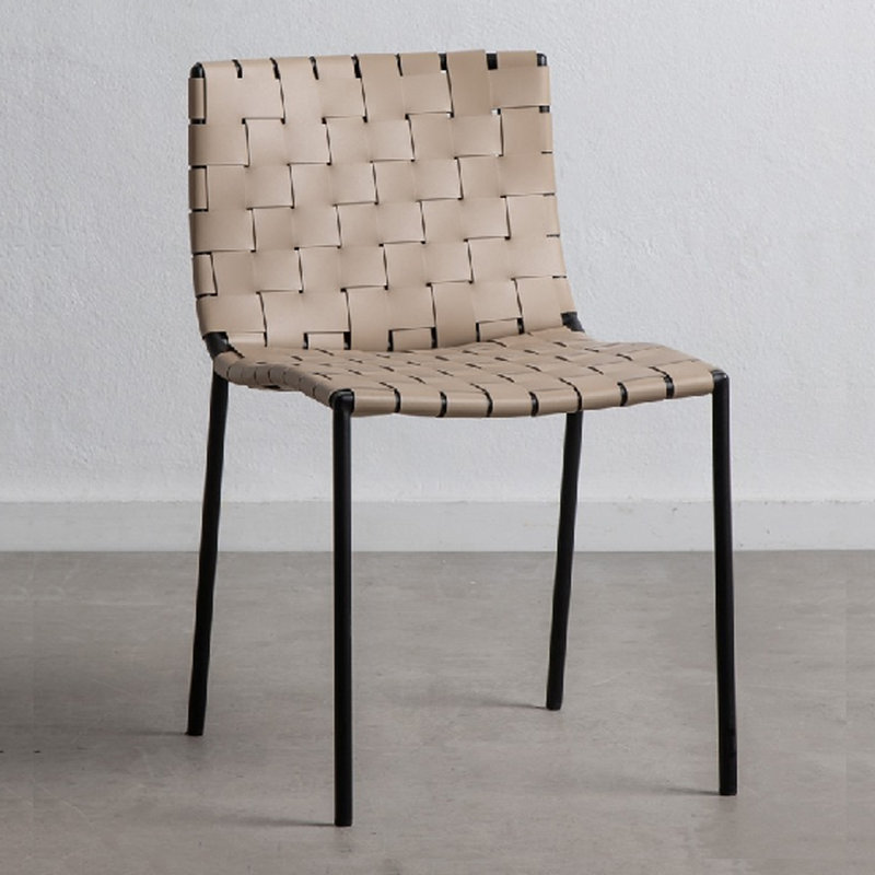 Laimonas Leather Weave Side Chair, Sand