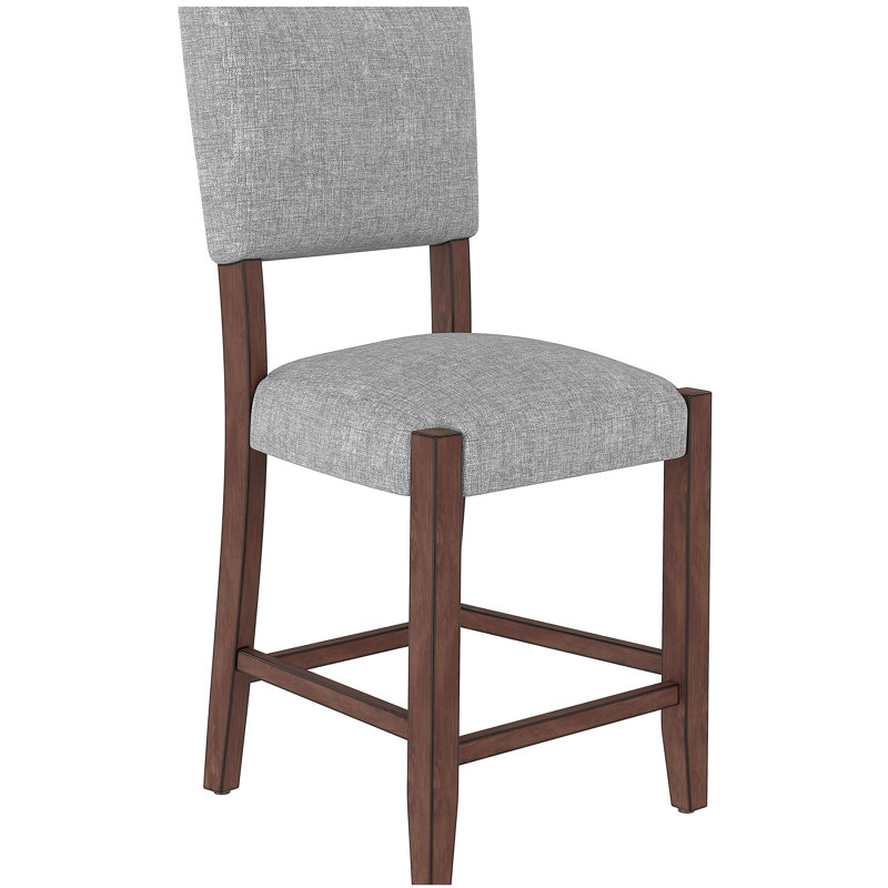 Ensemble de 4 tabourets de bar de style médiéval moderne de 40,4 po de hauteur avec dossier, tabourets de bar en tissu de lin avec pieds en bois massif, table d'îlot de cuisine pour la salle à manger, gris (ensemble de 4 chaises)
